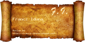 Francz Iduna névjegykártya